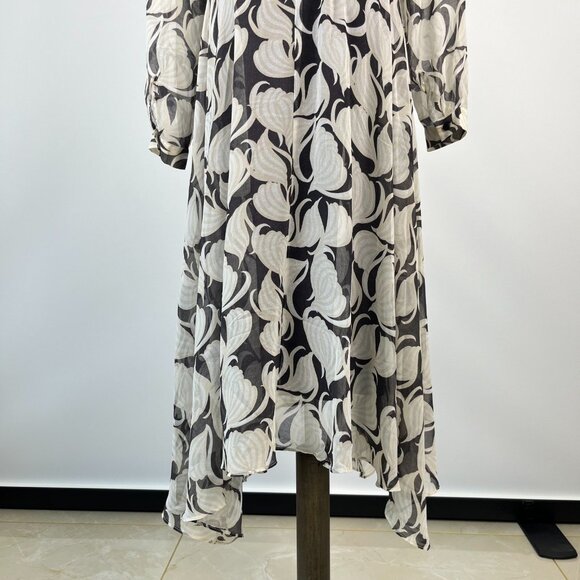 NWOT Mint Velvet Olivia Geometric Sheer Asymmetric Midi Dress US 6 UK 10 - Picture 7 of 13